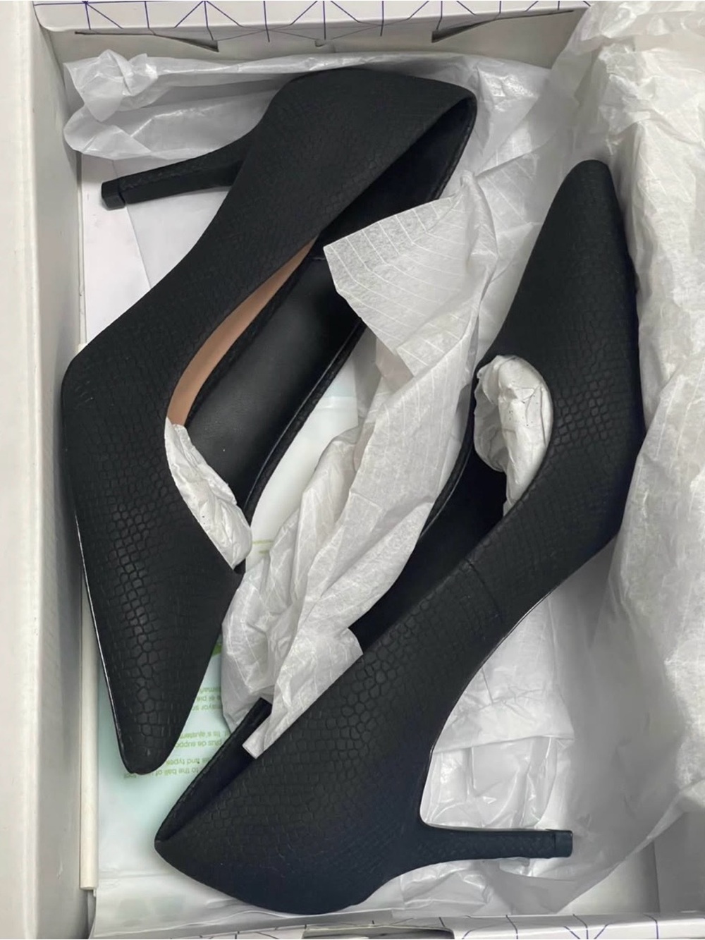 Call It Spring Black Textured Pointed-Toe Stiletto Heels